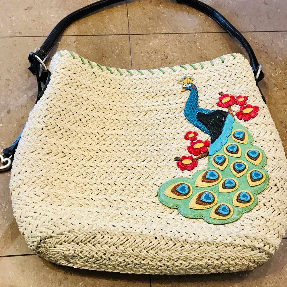 Brighton Straw & Leather Peacock Tote